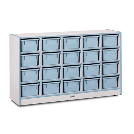 Jonti-Craft Rainbow Accents 20 Cubbie-Tray Mobile Storage, with Trays, Coastal Blue 0421JCWW131